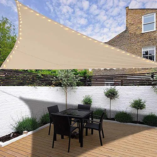 3X3X3M Triangle Shade Sail Led Light String Awnings Outdoor Waterproof Romantic Warm Oxford Fabric Sunshade Gazebo