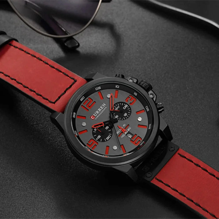 Fashion Casual Date Quartz Watches For Men Fashion Leather Sports Men's Wrsitwatch Chronograph Male Watch