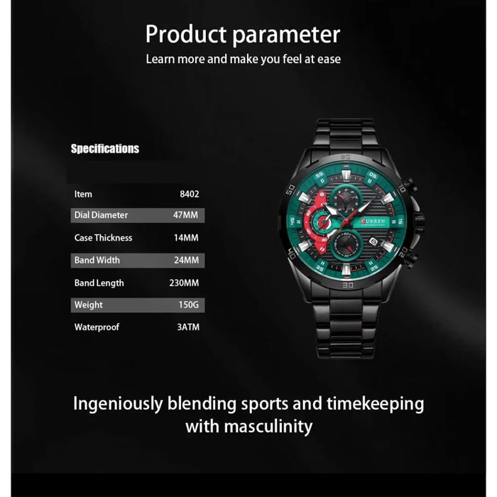 Chronograph Men Watches For Sport Casual Stainless Steel Luminous Wristwatches For Male Creative Design Quartz Clock