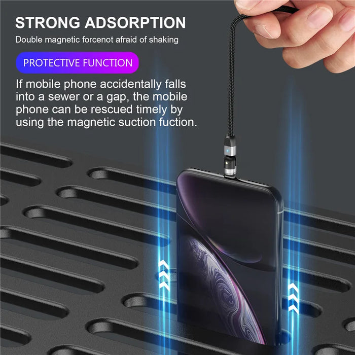 3 In 1 Magnetic Usb Fast Charging Cable With 540 Degree Rotation