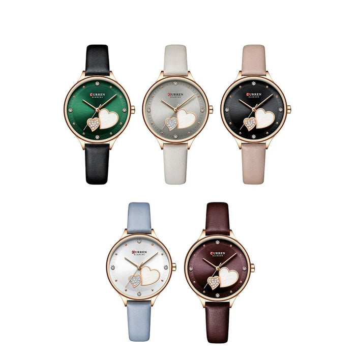 Elegant Leather Fashion Rhinestone Quartz Wristwatch For Women