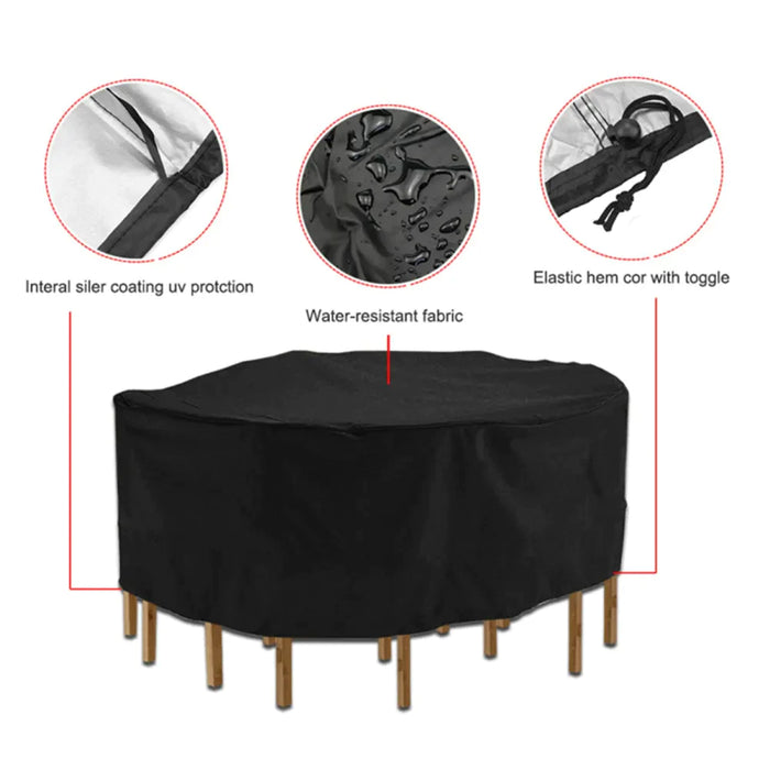 Outdoor Garden Furniture Cover Round Table Chair Set Waterproof Oxford Wicker Sofa Protect Patio Rain Snow Dust Covers