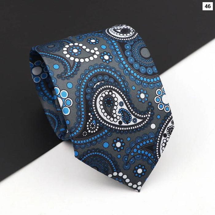 7Cm Silk Paisley Floral Necktie For Business Weddings And Daily Wear