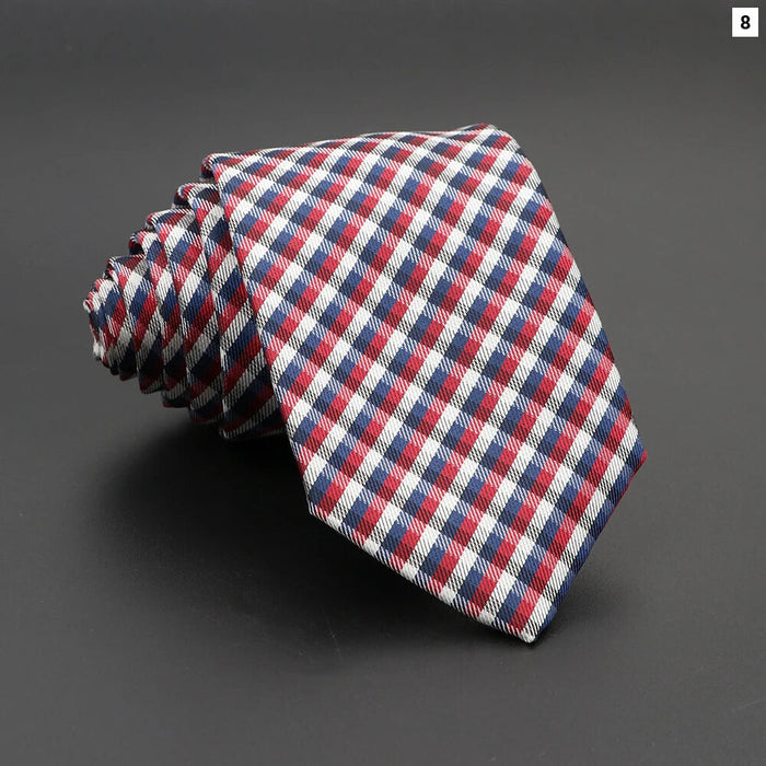 Classic Plaid Neck Tie Jacquard Woven Polyester Wedding