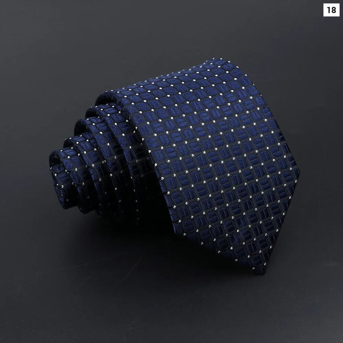 Classic Mens Tie Business Solid Colour Stripe Plaid Dots 7Cm Jacquard Wedding Daily Wear Cravat Gift