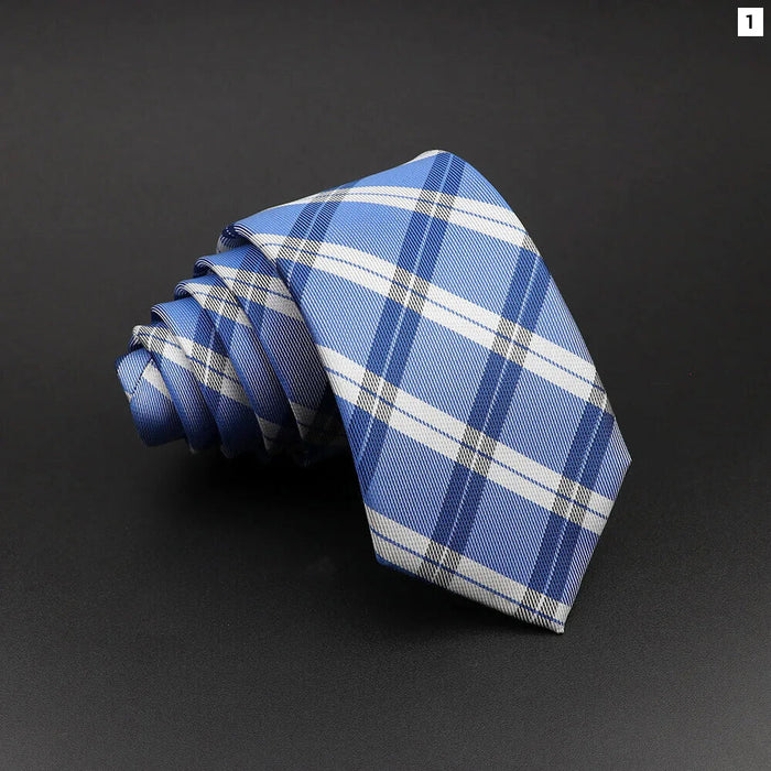 Classic Plaid Striped Tie For Weddings Business And Parties