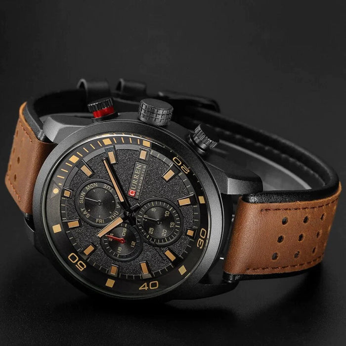 Casual Wrist Watch Analog Military Sports Men Watch Leather Strap Quartz Male Clock