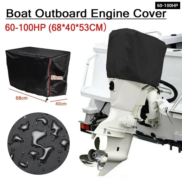 Full Outboard Motor Engine Boat Cover Black 210D Oxford Waterproof Anti-scratch Heavy Duty Outboard Engine Protector 15-250HP
