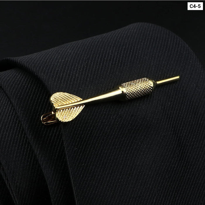 Feather Gun Tie Clip Gold Silver Mens Jewelry