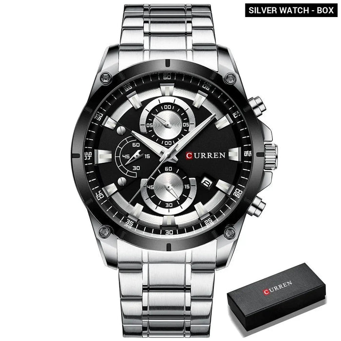 Casual Stainless Steel Chronograph Quartz Male Wristwatch