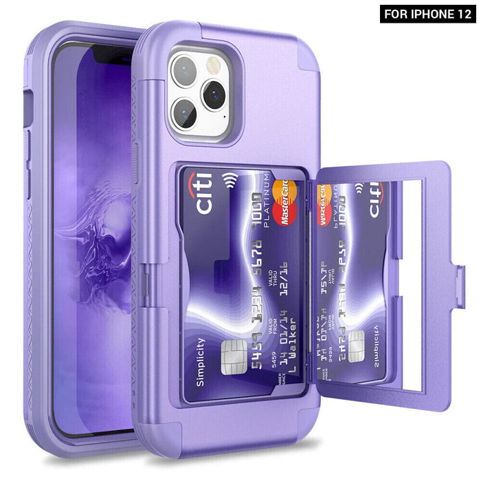 Iphone 12 Credit Card Wallet Case Shockproof Tpu Armor Cover