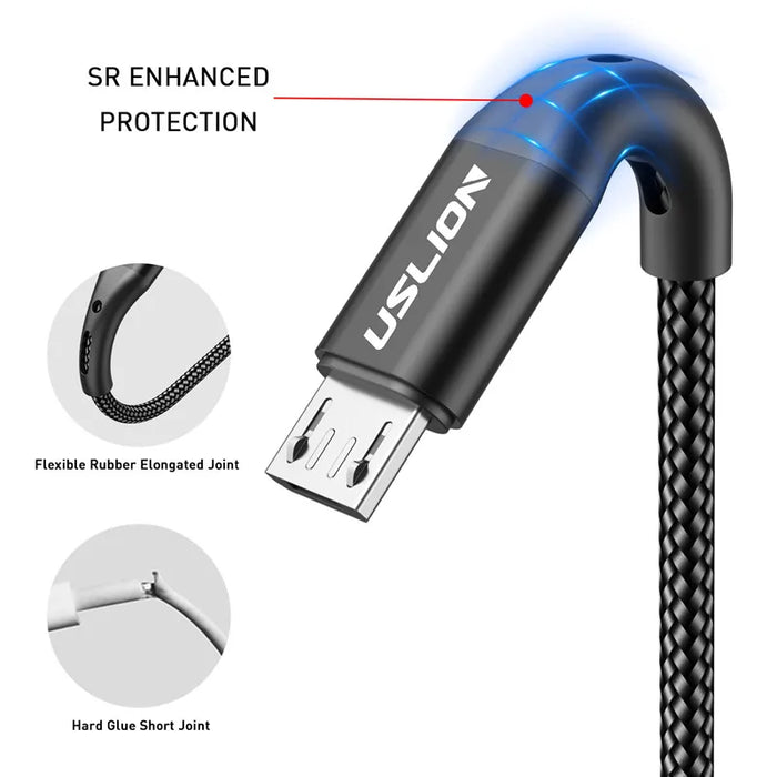 3M Fast Charging Micro Usb Cable For Samsung Xiaomi Redmi Data Charger