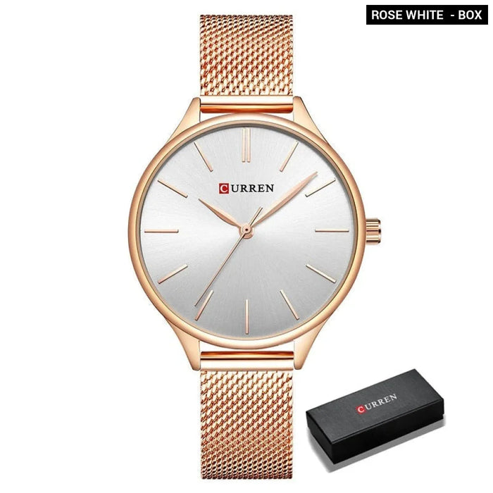 Women Brand Fashion Dress Ladies Bracelet Watch Rose Gold Clock