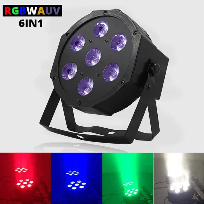 7*18W RGBWA UV 6IN1 LED DMX Par Lights DJ Disco Party Stage Lighting Effect Holiday Xmas Wedding Wash with Remote Control