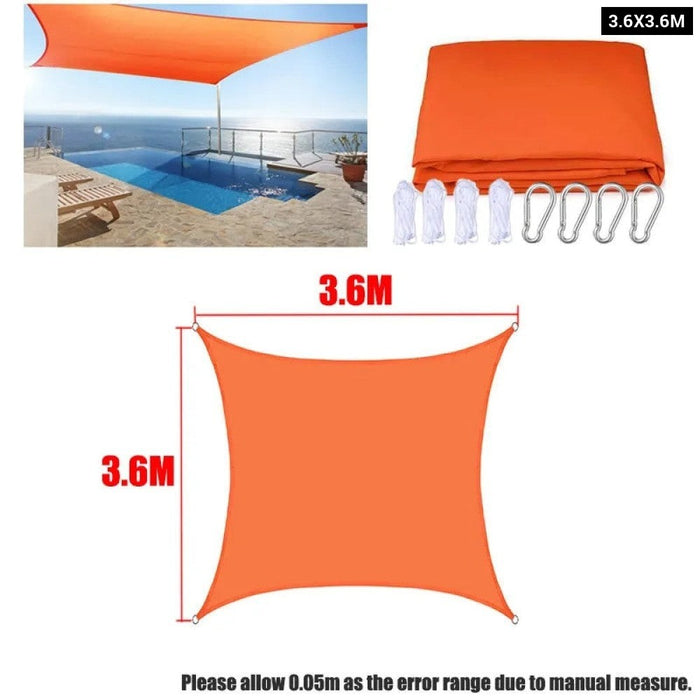 Orange All size Waterproof Sun Shade Sail Square Rectangle Triangle Garden Terrace Canopy Swim Shade Camp Hiking Yard Awnings