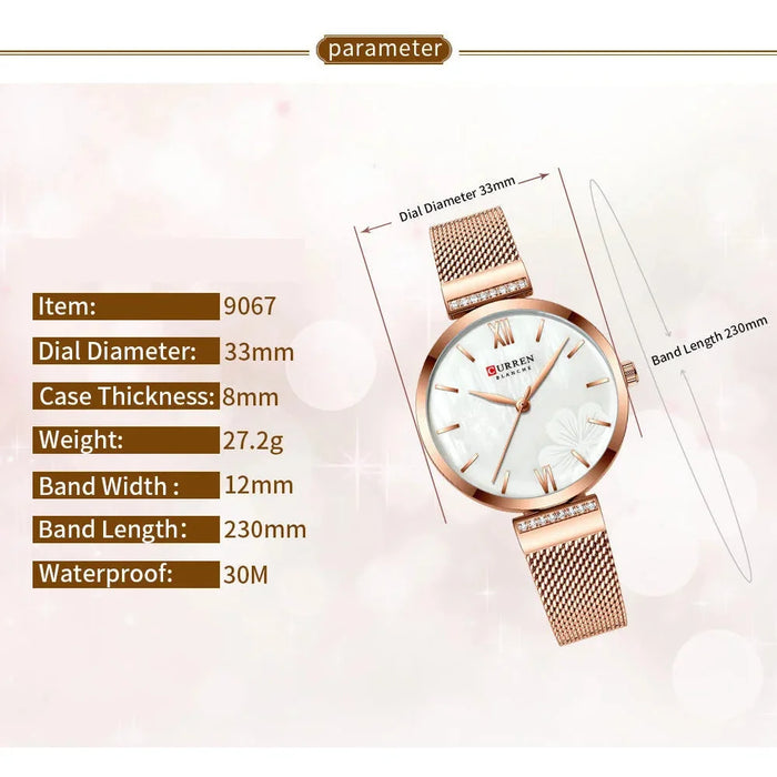 Women'S Dress Watches Ladies Quartz Watch Stainless Steel Mesh Wristwatch Beautiful Clock