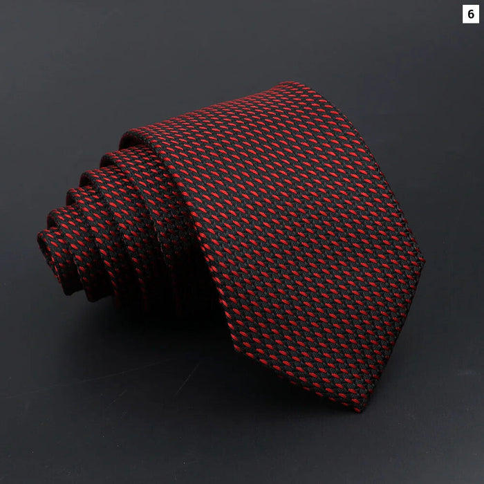 Classic Mens Tie Business Solid Colour Stripe Plaid Dots 7Cm Jacquard Wedding Daily Wear Cravat Gift