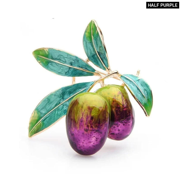 Purple Olives Enamel Brooch Alloy Plants Banquet Party Brooch Girls Bag Hat Accessories