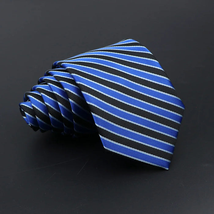 Classic Mens Tie Business Solid Colour Stripe Plaid Dots 7Cm Jacquard Wedding Daily Wear Cravat Gift