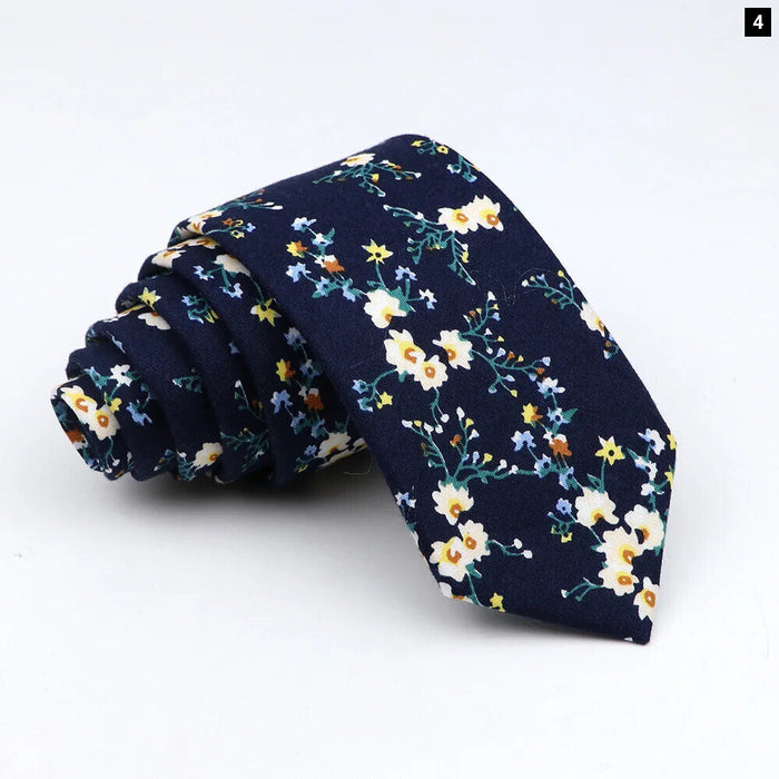 Floral Tie 100% Cotton Skinny Fit Wedding And Party Ready