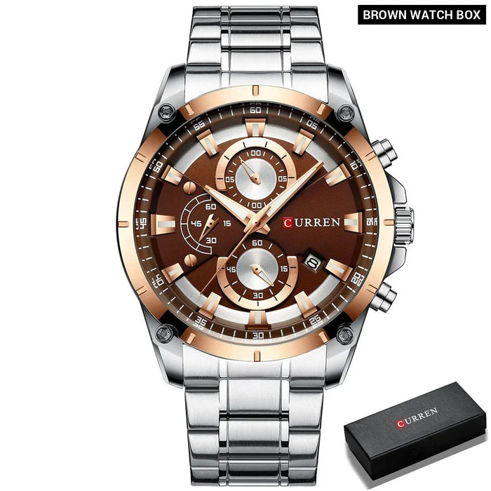 Casual Stainless Steel Chronograph Quartz Male Wristwatch