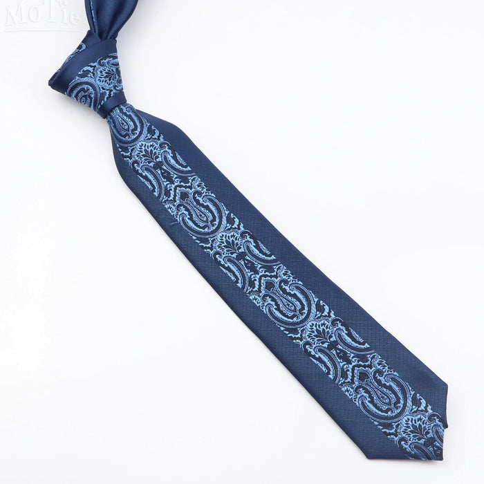 Floral Plaid Jacquard Necktie 6Cm Blue Red Business And Party Accessory