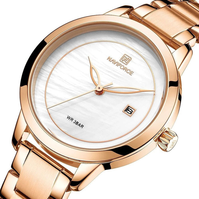 Women's Stainless Steel Band Quartz Wristwatch Rose Gold