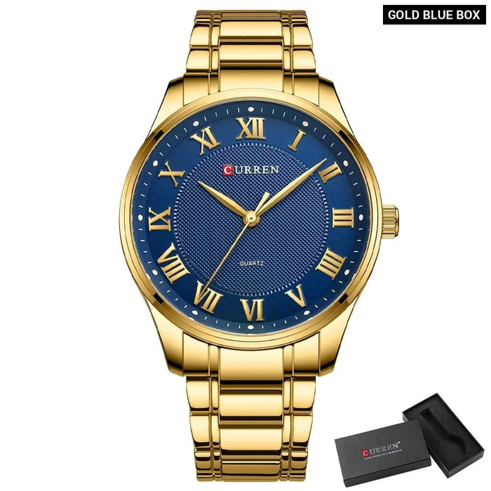 Classic Casual Watch For Men With Stainless Steel Band Quartz Wristwatches With Rome Numbers For Business Man