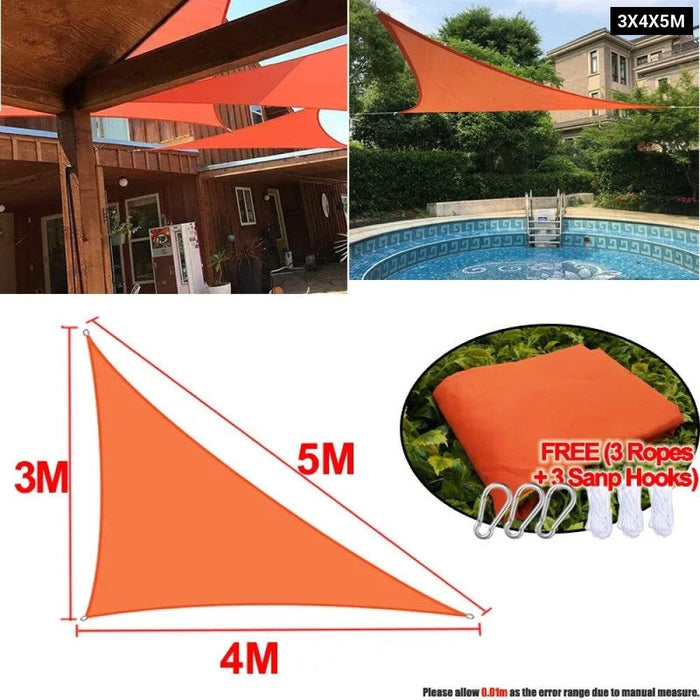 Orange All size Waterproof Sun Shade Sail Square Rectangle Triangle Garden Terrace Canopy Swim Shade Camp Hiking Yard Awnings