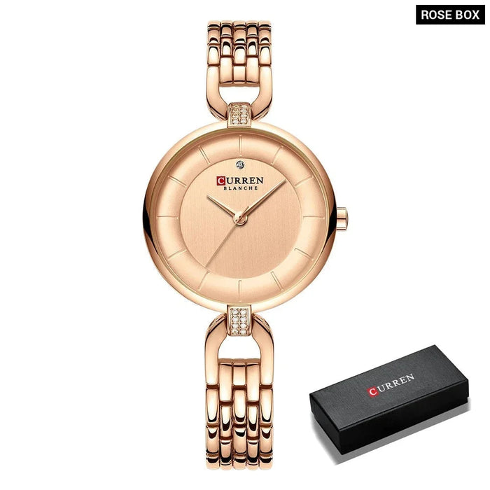 Stainless Steel Simple Quartz Products Rose Gold Watches For Women