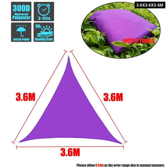 Purple Waterproof Sun Shelter Regular Triangle Shade