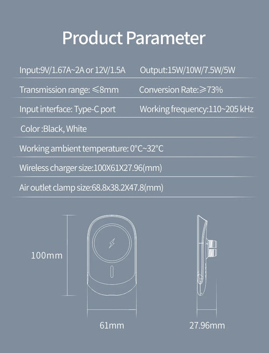 15W Wireless Magnet Charger With Multi-View Mode For Iphone 12 Series