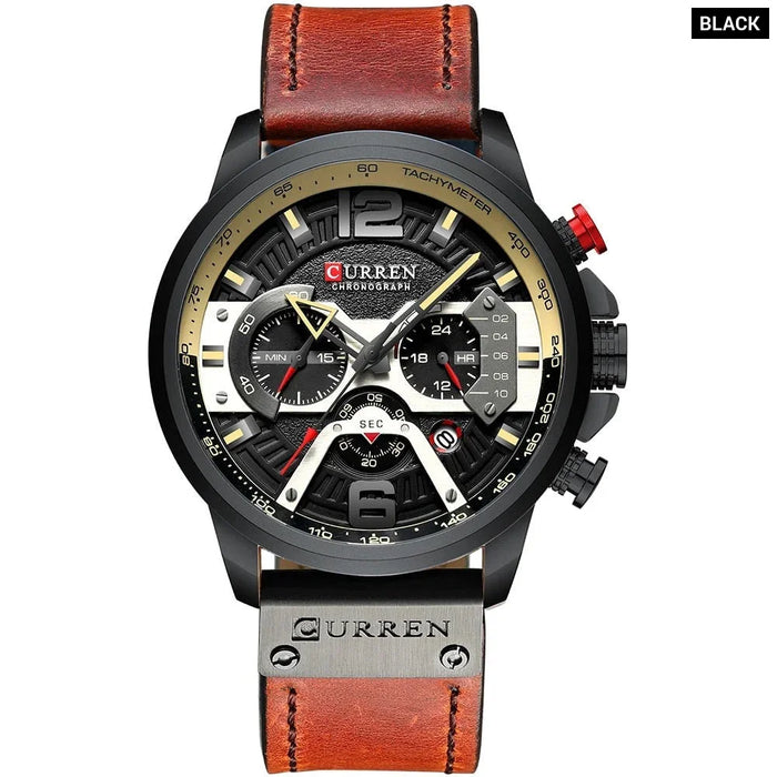 Stainless Steel Waterproof Military Chronograph Sport Quartz Wristwatch For Men