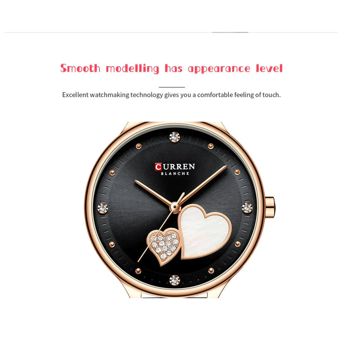 Elegant Leather Fashion Rhinestone Quartz Wristwatch For Women