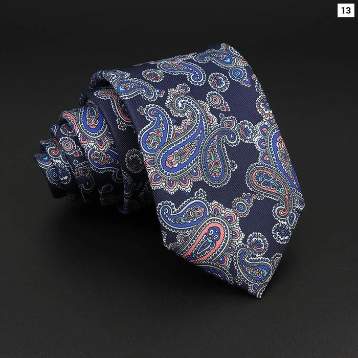 7Cm Silk Paisley Floral Necktie For Business Weddings And Daily Wear