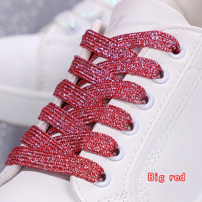 1Pair Glitter Colorful Flat Athletic Running Boots 1Cm Width Shoe Laces