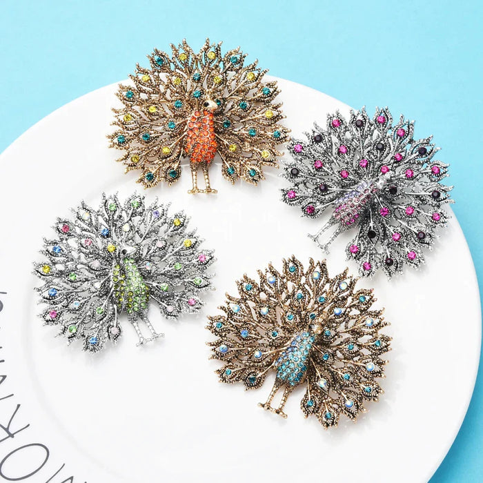 Peacock Brooches Pins Big Multicolour Jewelry