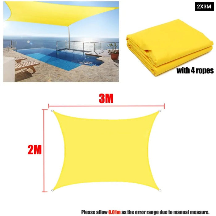 300D Yellow Waterproof Shade Sail Square Rectangle Sunshade Garden Terrace Canopy Swimming Sun Shade