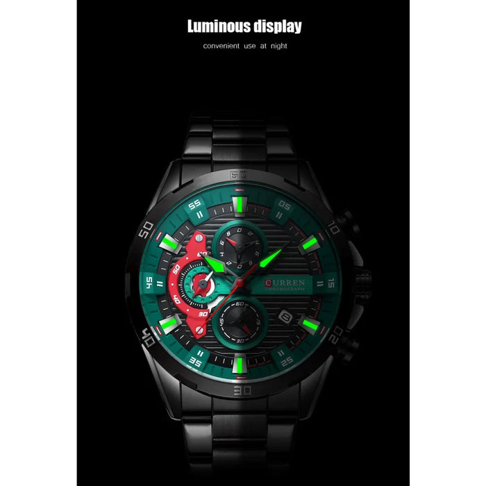 Chronograph Men Watches For Sport Casual Stainless Steel Luminous Wristwatches For Male Creative Design Quartz Clock