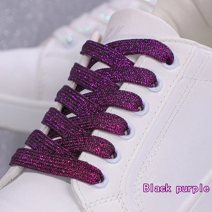 1Pair Glitter Colorful Flat Athletic Running Boots 1Cm Width Shoe Laces