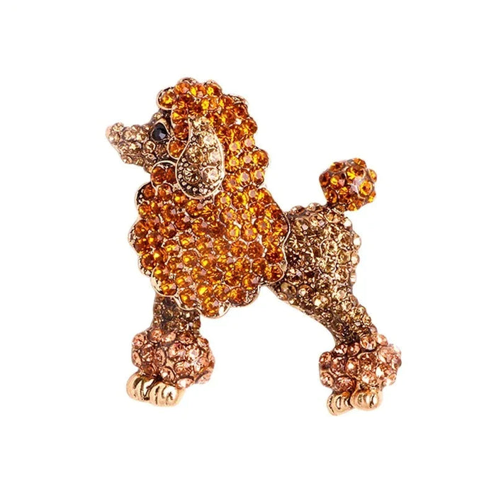 Rhinestone Poodle Dog Broochs 2 Colour Animal Pin