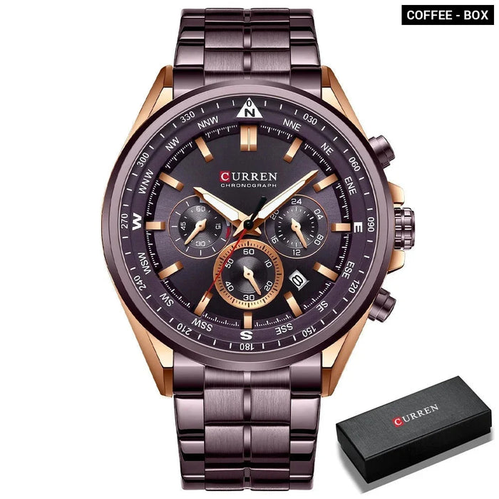 Wrist Watches For Men Stainless Steel Quartz Wristwatches With Chronograph Casual Sport Clock