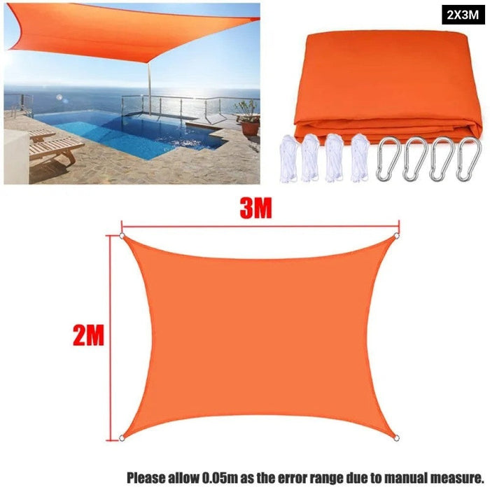 Orange All size Waterproof Sun Shade Sail Square Rectangle Triangle Garden Terrace Canopy Swim Shade Camp Hiking Yard Awnings