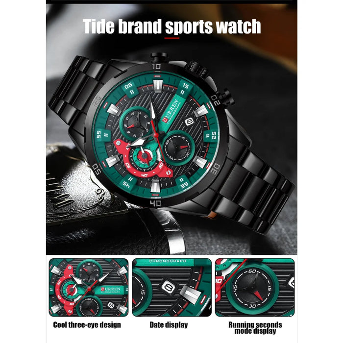 Men's Stainless Steel Watch With Sports Chronograph Function 8402