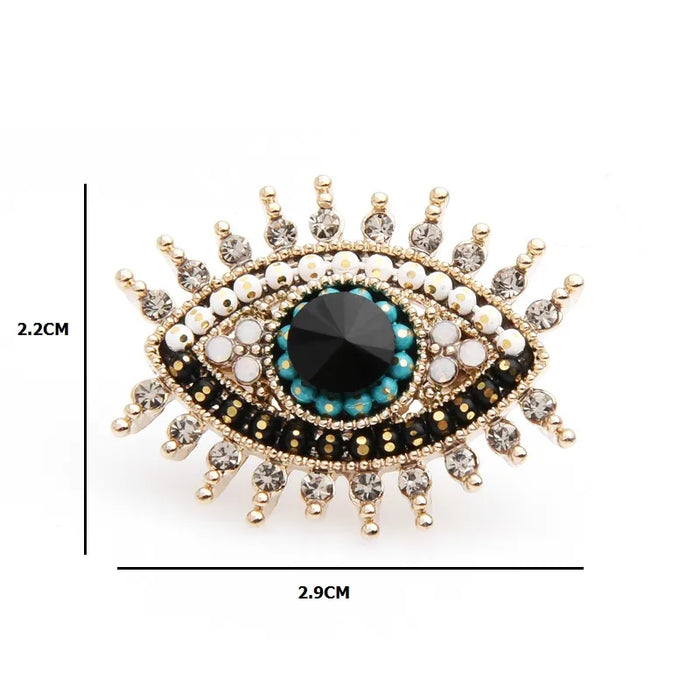 Black Blue Eye Brooch Simulated Pearl Collar Pin