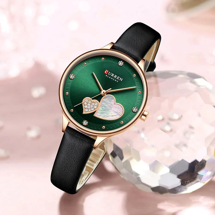 Charming Rhinestone Leather Quartz Wristwatch For Women