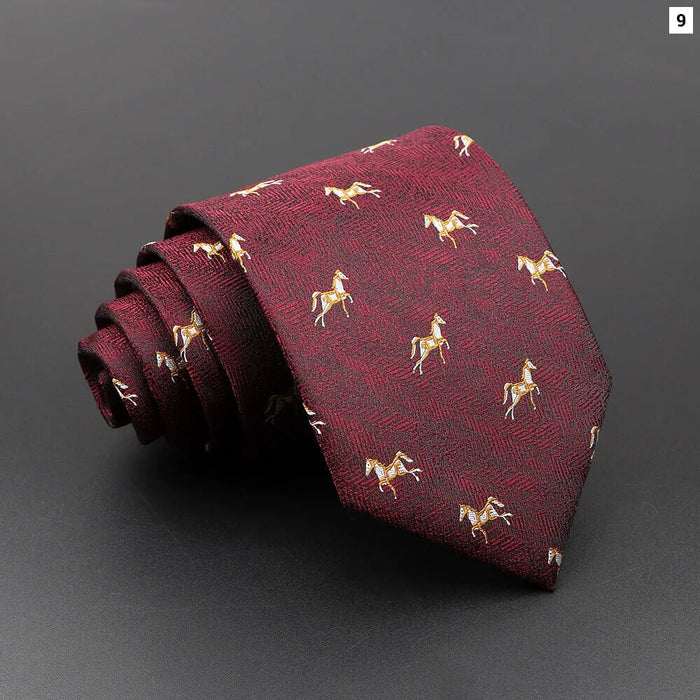 Floral Tie Novelty Brown Bear And Horse Print For Weddings And Business