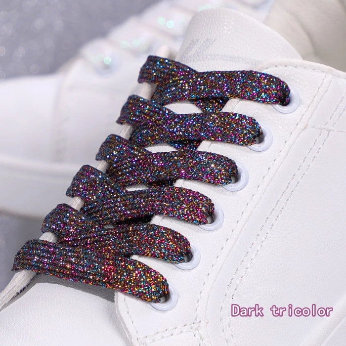 1Pair Glitter Colorful Flat Athletic Running Boots 1Cm Width Shoe Laces