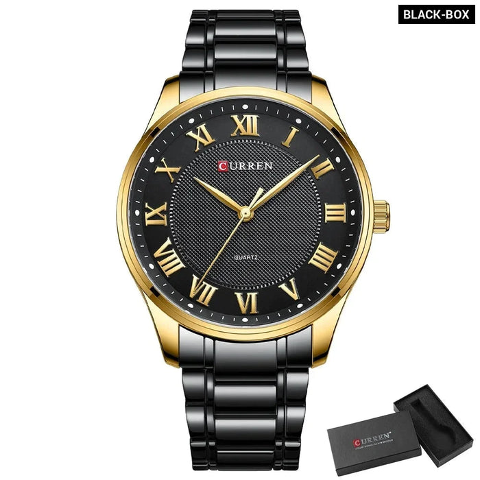 Classic Casual Watch For Men With Stainless Steel Band Quartz Wristwatches With Rome Numbers For Business Man