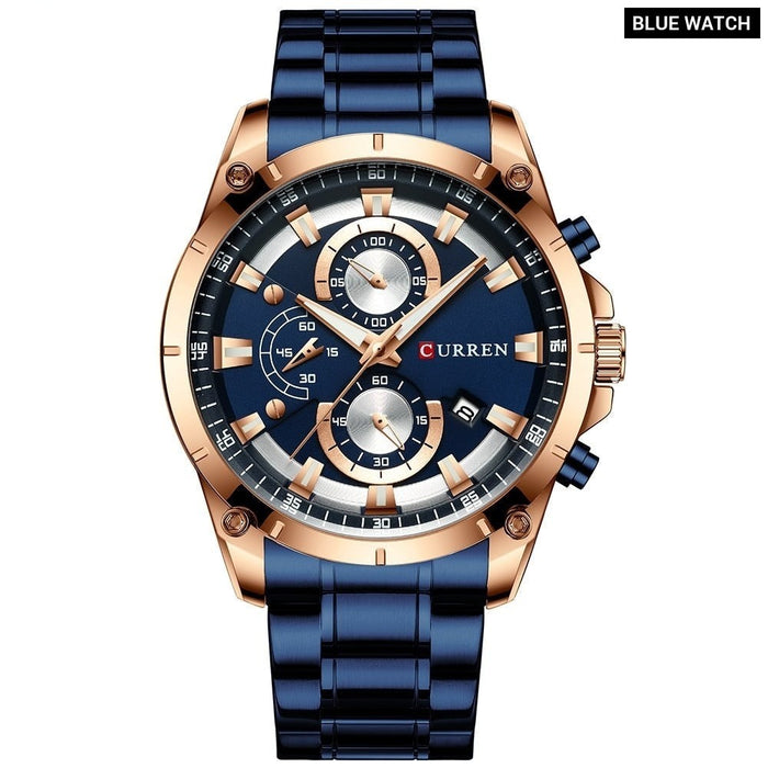 Creative Design Watches Men Luxury Casual Quartz Wristwatch with Stainless Steel Chronograph Sport Watch Male Clock